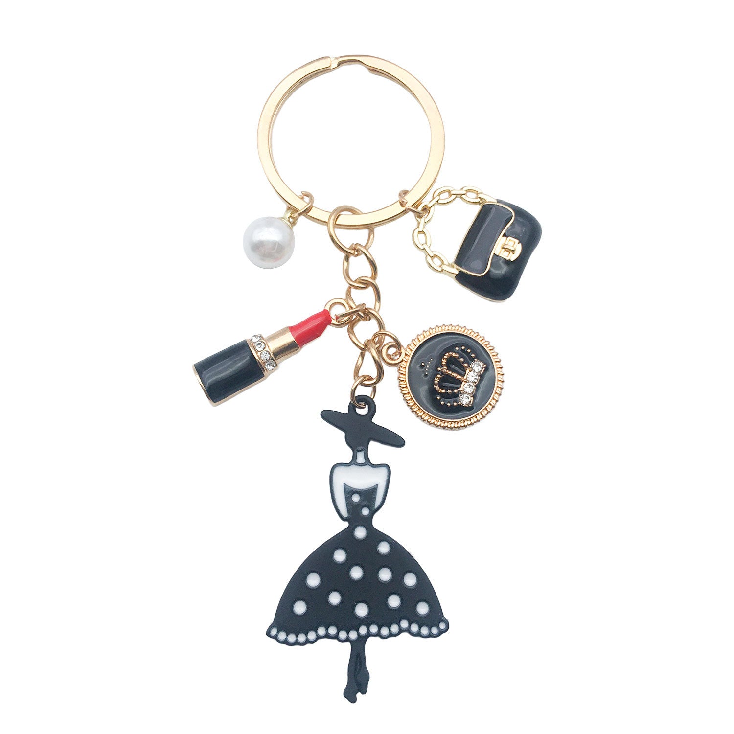 Wholesale Lipstick High Heels Red Wine Glass Alloy Keychain